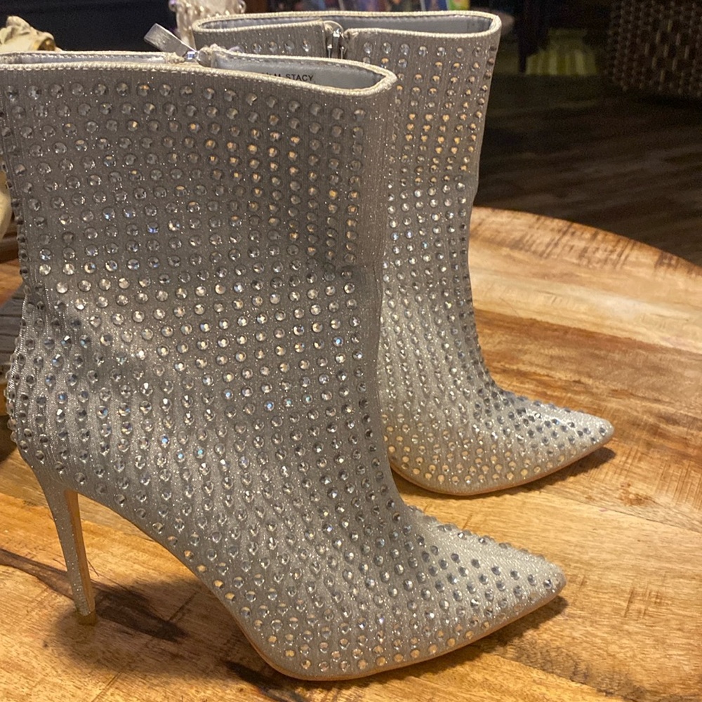 Silver studded ankle boots